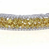 LARGE 3.11CT WHITE FANCY YELLOW DIAMOND 18KT 2 TONE GOLD MULTI ROW CUFF BRACELET