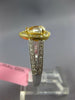 1.71CT WHITE & CANARY DIAMOND 18KT 2 TONE GOLD PEAR SHAPE HALO ENGAGEMENT RING