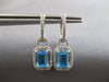 2.38 DIAMOND & AAA BLUE TOPAZ 14K WHITE GOLD EMERALD CUT & ROUND EARRINGS #28159