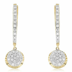 ESTATE .33CT DIAMOND 14KT YELLOW GOLD 3D CLUSTER FUN HANGING EARRINGS