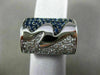 ESTATE LARGE 1.65CT DIAMOND & AAA SAPPHIRE 18KT WHITE GOLD 3D FILIGREE WAVE RING