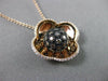 ESTATE LARGE 1.25CT DIAMOND 4 LEAF CLOVER 14K BLACK & ROSE GOLD FLOATING PENDANT