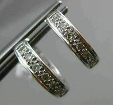 ESTATE .16CT DIAMOND 14KT WHITE GOLD 3D CLASSIC SIX STONE HUGGIE EARRINGS