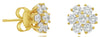ESTATE 1.0CT DIAMOND 14KT YELLOW GOLD 3D ROUND CLASSIC FLOWER STUD EARRINGS