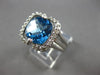 LARGE 4.1CT DIAMOND & AAA BLUE TOPAZ 14KT WHITE GOLD 3D CUSHION & ROUND FUN RING