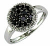 .55CT WHITE & BLACK DIAMOND 14KT WHITE GOLD CLASSIC FLOWER CLUSTER HALO FUN RING