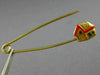 ESTATE RED & GREEN ENAMEL 14KT YELLOW GOLD CHRISTMAS HOUSE SAFETY PIN #MILANO31