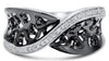 .37CT WHITE & BLACK DIAMOND 14KT WHITE GOLD 3D CRISS CROSS INFINITY LOVE RING