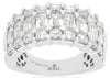 LARGE 5.0CT DIAMOND 14KT WHITE GOLD 3D BAGUETTE 3 ROW SHARED PRONG CLASSIC RING