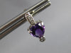 1.29CT DIAMOND & AAA AMETHYST 14KT WHITE GOLD HEART SHAPE LOVE HANGING EARRINGS