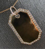 ESTATE LARGE .69CT DIAMOND 14KT ROSE GOLD 3D OCTAGON DOG TAG FLOATING PENDANT