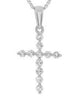 .28CT DIAMOND 14KT WHITE GOLD ROUND CLASSIC SHARED PRONG CROSS FLOATING PENDANT