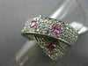 ESTATE LARGE 3.0CT DIAMOND & PINK SAPPHIRE 14KT WHITE GOLD CRISS CROSS LOVE RING
