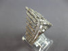 ESTATE LARGE 1.35CT DIAMOND 14KT WHITE GOLD ROUND & BAGUETTE V SHAPE CROWN RING