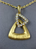 ESTATE LARGE .42CT DIAMOND 18K YELLOW GOLD 3D TRIANGULAR MATTE AND SHINY PENDANT