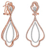 ESTATE 1.32CT DIAMOND 14KT WHITE & ROSE GOLD FLORAL FUN CLIP ON HANGING EARRINGS