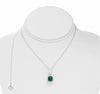 ESTATE 2.73CT DIAMOND & AAA EMERALD 14KT WHITE GOLD SQUARE HALO OCTAGON NECKLACE