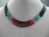 LONG 40CT MULTI COLOR SAPPHIRE RUBY & EMERALD MULTI STRAND OMBRE NECKLACE #27654