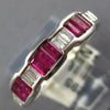 1.08CT DIAMOND & AAA RUBY 18K WHITE GOLD BAGUETTE BEZEL CLASSIC ANNIVERSARY RING