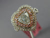 ESTATE 1.79CT WHITE & PINK DIAMOND 18KT 2 TONE GOLD DOUBLE HALO ENGAGEMENT RING