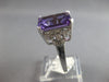 ESTATE LARGE 6.80CT DIAMOND & AAA AMETHYST 14KT WHITE GOLD 3D FILIGREE FUN RING