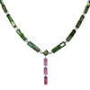 LARGE 44.99CT DIAMOND & AAA PINK & GREEN TOURMALINE 18KT WHITE GOLD 3D NECKLACE
