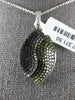 ESTATE 1.35CT BLACK & GREEN DIAMOND 18K WHITE GOLD MULTI ROW DOUBLE LEAF PENDANT