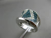 ESTATE LARGE 2.86CT WHITE & BLUE DIAMOND 14K WHITE GOLD 3D PAVE CONCAVE FUN RING