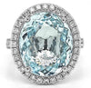LARGE 12.53CT DIAMOND & AAA PARAIBA TOURMALINE 18K WHITE GOLD 3D ENGAGEMENT RING