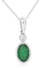 .44CT DIAMOND & AAA EMERALD 14K WHITE GOLD OVAL & ROUND FILIGREE 2 STONE PENDANT