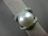 ESTATE EXTRA LARGE 3CT DIAMOND & AAA SOUTH SEA PEARL 18K WHITE GOLD RING 20571