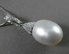 ESTATE LARGE AAA SOUTH SEA PEARL & DIAMOND 14KT WHITE GOLD PENDANT W/ CHAIN #634
