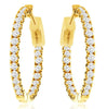 1.0CT DIAMOND 14KT YELLOW GOLD 3D ROUND CLASSIC INSIDE OUT HOOP HANGING EARRINGS