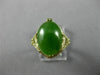 ANTIQUE LARGE AAA OVAL JADE 14KT YELLOW GOLD 3D OPEN FILIGREE LOVE RING #26092