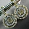 ESTATE .85CT DIAMOND 14K WHITE & YELLOW GOLD 3D CIRCULAR ETOILE HANGING EARRINGS