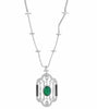 LARGE 22.79CT DIAMOND 18KT WHITE GOLD & AAA EMERALD & BLACK ENAMEL 3D NECKLACE