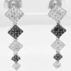 .90CT WHITE & BLACK DIAMOND 14KT WHITE GOLD GEOMETRICAL JOURNEY HANGING EARRINGS