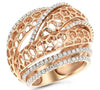 EXTRA LARGE 1.56CT DIAMOND 18KT ROSE GOLD 3D MULTI ROW FILIGREE CRISS CROSS RING