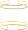 ESTATE .32CT DIAMOND 14K YELLOW GOLD ROUND 2 ROW DOUBLE BAR CUFF BANGLE BRACELET