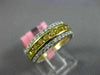 ESTATE .88CT WHITE & FANCY YELLOW DIAMOND 18K 2 TONE GOLD 3 ROW ANNIVERSARY RING