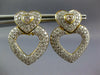 ESTATE LARGE 3.50CT DIAMOND 18K 2 TONE GOLD HEART SHAPE CLIP ON HANGING EARRINGS