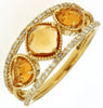 1.58CT DIAMOND & AAA CITRINE 14K YELLOW GOLD ROUND CUSHION & PEAR SHAPE FUN RING