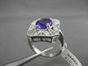 ANTIQUE LARGE 2.48CT DIAMOND & AAA AMETHYST 14KT WHITE GOLD FILIGREE FLORAL RING
