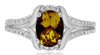 1.25CT DIAMOND & AAA SMOKY QUARTZ 14K WHITE GOLD 3D OVAL & ROUND FRIENDSHIP RING
