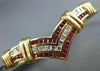ANTIQUE 2.20CT DIAMOND & AAA RUBY 14KT YELLOW GOLD V SHAPE BANGLE BRACELET #713