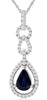 1.14CT DIAMOND & AAA SAPPHIRE 14K WHITE GOLD 3D PEAR SHAPE HALO FLOATING PENDANT