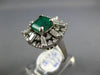 ANTIQUE WIDE 4.43CT DIAMOND & AAA EMERALD 14K WHITE GOLD 3D CUSHION CLUSTER RING