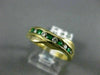 ESTATE .27CT DIAMOND & EMERALD 14KT YELLOW GOLD CHANNEL CLASSIC WAVE RING #19292