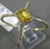 ESTATE LARGE .81CT DIAMOND & AAA YELLOW SAPPHIRE 14KT YELLOW GOLD HALO FUN RING
