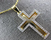ESTATE .52CT DIAMOND 14KT TWO TONE GOLD 3D CLASSIC DOUBLE PLATED CROSS PENDANT